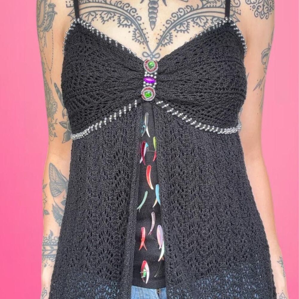 vintage y2k Lapis knitted fairycore tank